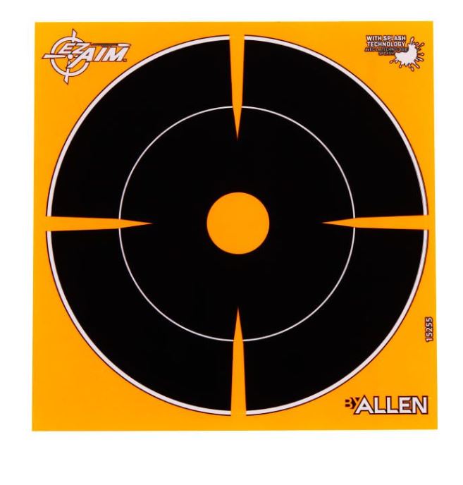 EZ Aim Adhesive Splash Reactive Paper Shooting Targets, Bullseye, 6"W x 6"H, 12-Pack