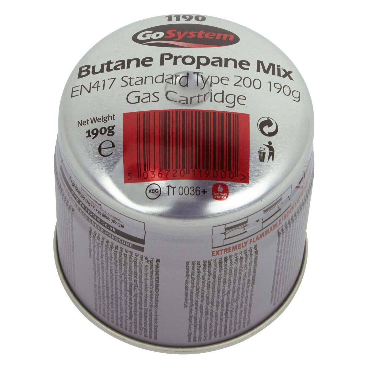 Go Systems 190g Piercable Butane/Propane Gas Mix Cartridge