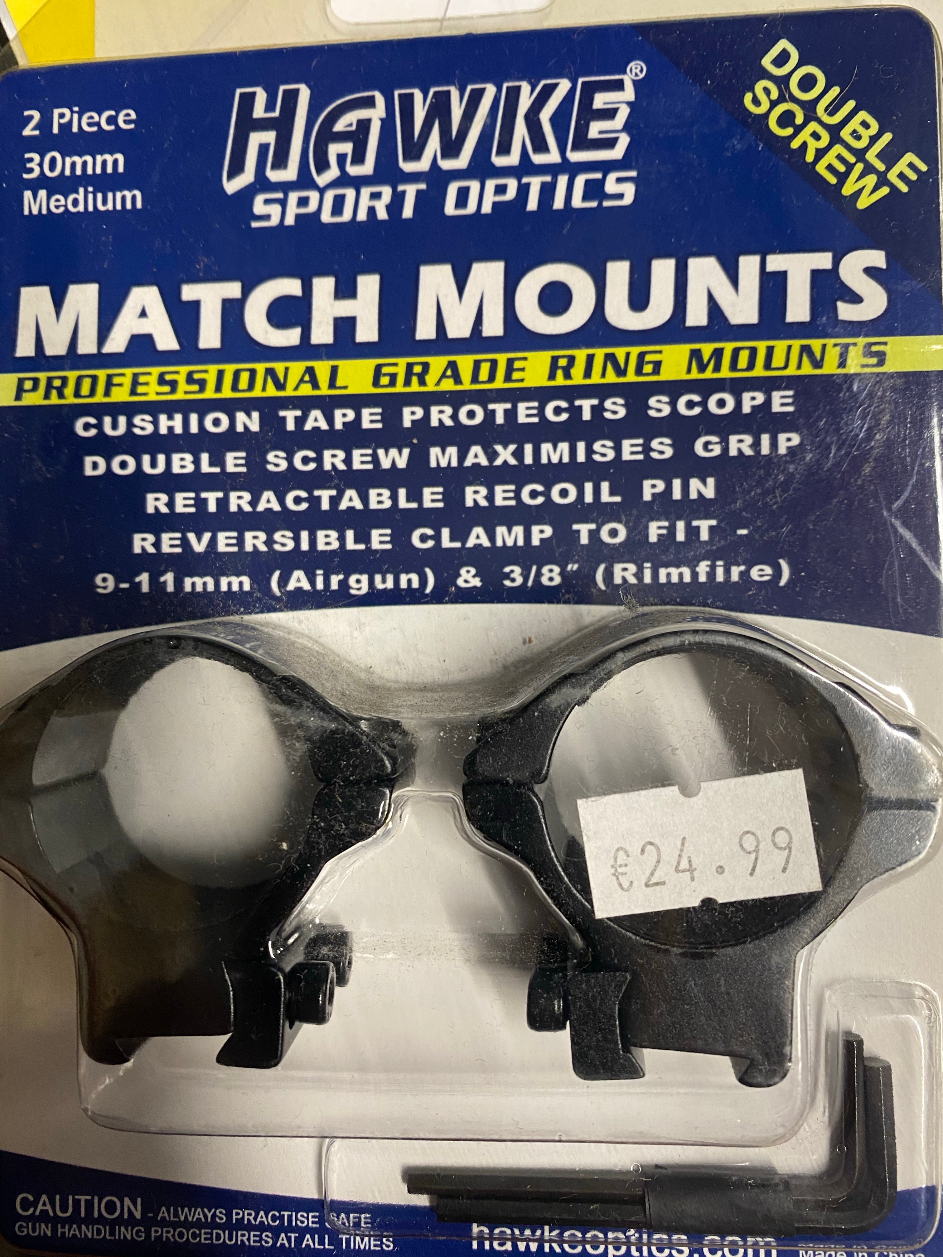 Hawke Match Ring Mounts 2 Piece 30mm Medium